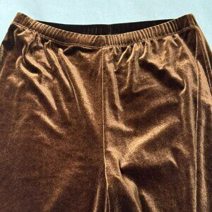 Susan Graver Style Velvet Stretch Pants M Copper Brown Pull-on